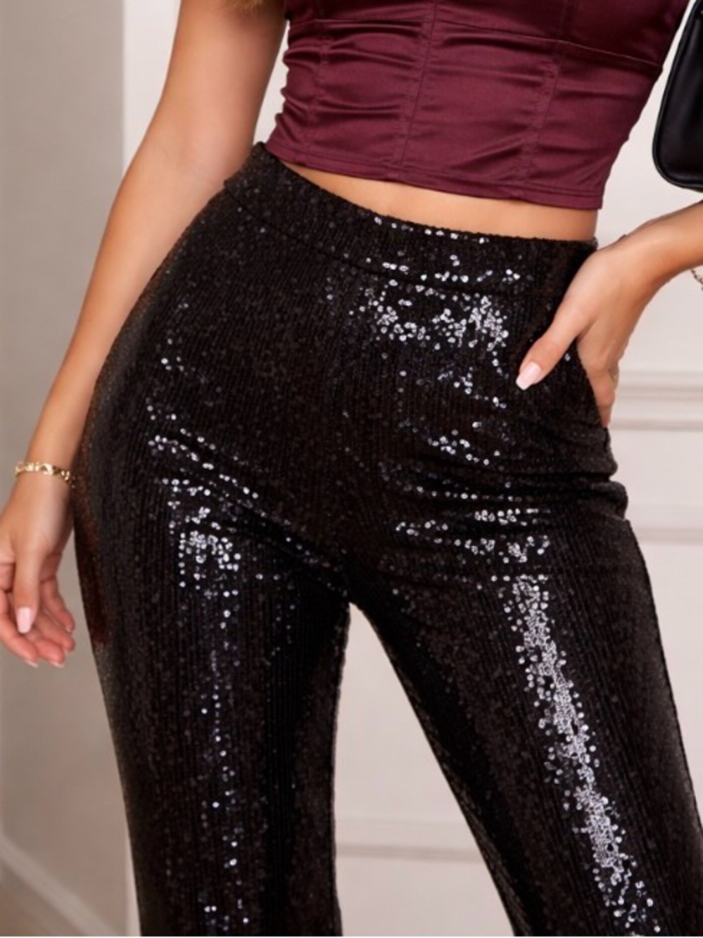 Mango Black Sequin Jumpsuit Pants Women’s small